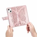 Miniatyrbillede 5 af 5: Butterfly Love Flower Læder Etui Til iPhone 13 mini Rose Gold