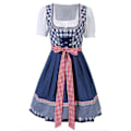 Pikkukuva 5 / 5: Naisten ruudullinen dirndl-mekko, saksalainen baijerilainen Oktoberfestin oluttyttöasu (valkoinen paita + mekko + esiliina). M. Sininen