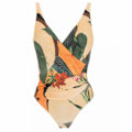 Miniatyrbillede 3 af 4: 1 sæt kvinder monokini trykt strop rygløs polyester dame strand monokini.L.Abrikos