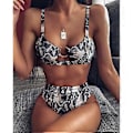 Miniatyrbillede 3 af 5: Bikinisæt med stropper, højtaljet brasiliansk badetøj, strandrejse, badedragt, tankini (Serpentine XL) Serpentine XL