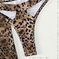 Pikkukuva 5 / 5: Naisten leopardikuvioinen kolmio-halter-bikini uimapuku peiteasulla Maxi-mekko 3-osainen uima-asu rantavaatteet S S