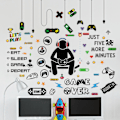 Miniatyrbild 2 av 5: Spelväggdekaler Spelkontroller Joystick Lekrumsväggdekal
