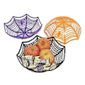 Miniatyrbillede 5 af 5: Trick or Treats Slik Frugtkurve Halloween Edderkoppespind Form Frugtholder Bordservice Edderkoppenet Skål Hjemmefest Forsyning Lilla Purple