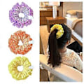 Miniatyrbillede 4 af 5: Æstetiske Scrunchies Elastisk Flerlags Blonde Hårreb Bryllupsfest Strand Hovedbeklædning Store Knolde Hårelastik Ternet Scrunchy DEEPBL DEEPBL
