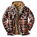 Miniatyrbillede 2 af 4: Quiltet Tyk Plaid Langærmet Løs Jakke Herre Hættetrøje Quiltet Foret Flanel.XL.Rød Red XL