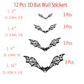 Miniatyrbillede 4 af 5: Halloween hulbat 3D stereo sort flagermus spøgelsesfestival fest sce