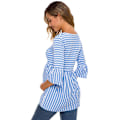 Miniatyrbillede 5 af 5: Womens Casual Maternity Tops Striped Peplum 3/4 Ruffle Sleeve Sh