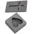 Miniatyrbild 2 av 2: 2 st Hjärtformad Grafitform Korsformad Grafitform Koppargjutformar