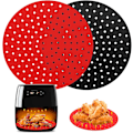 Pikkukuva 1 / 5: 9 tuuman uudelleenkäytettävät Air Fryer -matot, 2 kappaletta liukumattomat pyöreät silikonit