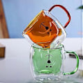 Miniatyrbilde 1 av 4: Søt Bjørn Tekopp, Dobbel Glass Melk Kaffe Bjørn Kopp, Isolert Kopp med Håndtak, 250ml Kaffebrygger Kopp