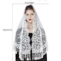 Miniatyrbilde 3 av 5: Kvinne Mantilla Slør Blondekant Gjennomsiktig Sjal for Bryllup Kirke Mantilla Pustende Sjal Slør Bryllup Mantilla Hvit White