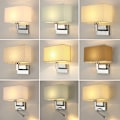 Miniatyrbilde 3 av 5: 1xE27 vegglampe med polert kromfinish og hvit stoffskjerm