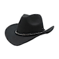 Miniatyrbillede 5 af 5: Western Cowboy Hat Mode Fedora til Rollespil Festlig Cosplay Gave Performance (Sort)