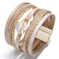 Miniatyrbillede 1 af 4: Læder Wrap Armbånd Multilayer Flettet Armbånd Boho Manchet Brace