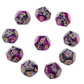 Pikkukuva 2 / 5: Pöytäpeli 10kpl / setti Nopat D12 D&D Gem 18mm (Violetti+Harmaa) Purple+Grey