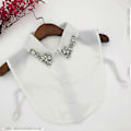 Miniatyrbillede 2 af 5: Dame Kvinder Vanddråbe Imitation Krystal Chiffon Falske Kraver Smykker Rhineston Sort Black
