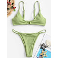Pikkukuva 4 / 5: Naisten ribbineuloksella varustettu O-rengasstringibikinit uimapuku Cheeky Thong Swimwea