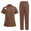 Pikkukuva 5 / 5: Pesuasetti pehmeällä yläosalla ja joggers-housuilla lemmikkieläinten trimmaajille, kauneushoitoloille, kylpylöille, kosmetologialle (ruskea XXL) Brown XXL