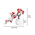 Miniatyrbild 3 av 5: Plommonblom & Persikoblom Simulation Grenar, Magnolia Bonsai för Vardagsrum & Studierum Dekoration, Böjd Plommonpulver