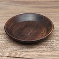 Miniatyrbillede 2 af 5: Solid mørk farve træ frugtbakke rund mad serveringsbakke te dessert kage fad tallerken (10,5 cm)