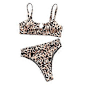 Miniatyrbild 1 av 5: Bikini Set Axelbandslinne Högmidjade Brasilianska Badkläder Strand Resa Baddräkt Tankini (Leopard L) Leopard L