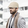 Miniatyrbild 3 av 5: 2-pack Newsboy-kepsar i khaki/beige för män, platta kepsar i bomull, justerbara