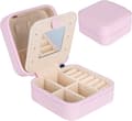 Mini Portabelt Smyckeskrin (Rosa) - Dubbla Lager Läder Rese J