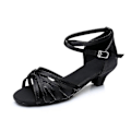 Miniatyrbillede 1 af 3: Dame Latin Sko Dansesko Scene Indendørs Chacha Basic Hæl Øvelse Lav Hæl Navy Tan Sort-happygo.34.Sort Black 34