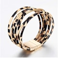 Miniatyrbilde 5 av 5: Leopardarmbånd for kvinner Wrap Multi-Layer Lærarmbånd Mag