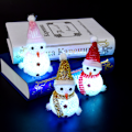 Miniatyrbild 3 av 4: Set med 3 snögubbefigurer LED nattljus juldekoration Chr