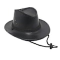 Miniatyrbillede 4 af 5: Western Cowboy Hat Solhat Læder til Kostumetilbehør Ferie Udendørs Camping (sort)