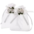 Miniatyrbillede 1 af 5: 50 stk. Hvide Rose Organza Gaveposer, 4x4 7/10 tommer Bryllup Gunst G