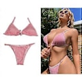 Miniatyrbild 5 av 5: Dam Baddräkt Push Up BH Bikini Set Strandkläder (Rosa S) Pink S