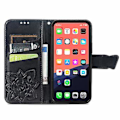 Miniatyrbillede 3 af 5: Butterfly Love Flower Læder Etui Til iPhone 13 mini Black