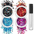 Miniatyrbild 1 av 5: 4 Lådor Holografiska Nagelpaljetter Former Blandade Nagelglitter Manikyrdekorationer Glitterset för Nagelkonst Hantverk Smink Set of 3
