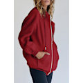 Miniatyrbild 3 av 4: Kvinnors dragkedjor upp huvtröjor sweatshirts kläder tonårsflicka höst casual jackor med.L.röd
