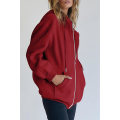 Miniatyrbild 3 av 4: Kvinnors dragkedjor upp huvtröjor sweatshirts kläder tonårsflicka höst casual jackor med.M.röd