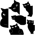Pikkukuva 1 / 5: 6 magneettisen kirjanmerkin setti, Utelias kissa, väri musta, Halloween ja