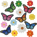 Miniatyrbillede 1 af 5: 16 stk. Blomsterbroderi Applikation Applikation Sy-på Patches Butterf