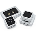 Miniatyrbild 5 av 5: Fyrkantig Metall Ren Diamant Display Organizer Smyckesförvaring Present Ädelstenar Box Silver Svart Mjuk Svamp Kudde Lös Silver M Silver M
