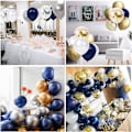 Miniatyrbild 2 av 5: 60 st ballonger set, 12 tum marinblå ballonger guld Metallic B
