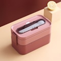 Miniatyrbillede 1 af 3: Pink - 1600ML madkasse med bestik, lækagesikker madkasse, dragt