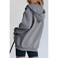 Miniatyrbild 3 av 4: Kvinnors dragkedja upp huvtröjor sweatshirts kläder tonåring flicka höst casual jackor med.XXL.grå