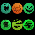 Pikkukuva 2 / 5: 72 Hämärän hohtavat pomppupallot 1,25” | 6 Halloween-teemaista desiä