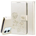 Pikkukuva 1 / 5: Ruusuaiheinen nahkakotelo iPhone 12:lle Gold