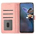 Miniatyrbillede 2 af 5: Til Samsung Galaxy S23 FE PU Læder Blomster Præget Telefon Cover Stødsikkert Stativ Wallet Cover Style C