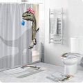 Miniatyrbilde 2 av 4: 3D badende dinosaur dusjforheng med 12 kroker hvit vanntett