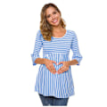 Miniatyrbillede 3 af 5: Womens Casual Maternity Tops Striped Peplum 3/4 Ruffle Sleeve Sh