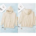 Miniatyrbillede 3 af 5: Dame Knap Front Hættetrøje Pullover Langærmet Efterår Vinter Sweatshirt Top SweaterM( style1907)