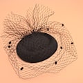 Pikkukuva 2 / 2: Naisten Huopahattu Topper Mesh Fishnet Veil Pieni Plush Aalto Piste D